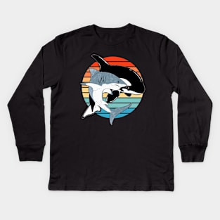 Great white shark and orca Kids Long Sleeve T-Shirt